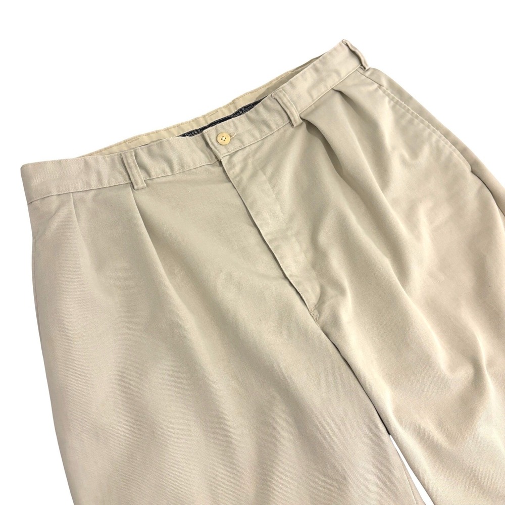 Polo Ralph Lauren Double Pleated Chino Pants Mens 36x31 Tan Wide Leg High Waist
